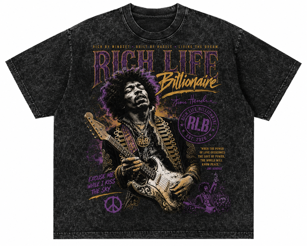 Rich Life Billionaire Jimi Hendrix Graphic Tee
